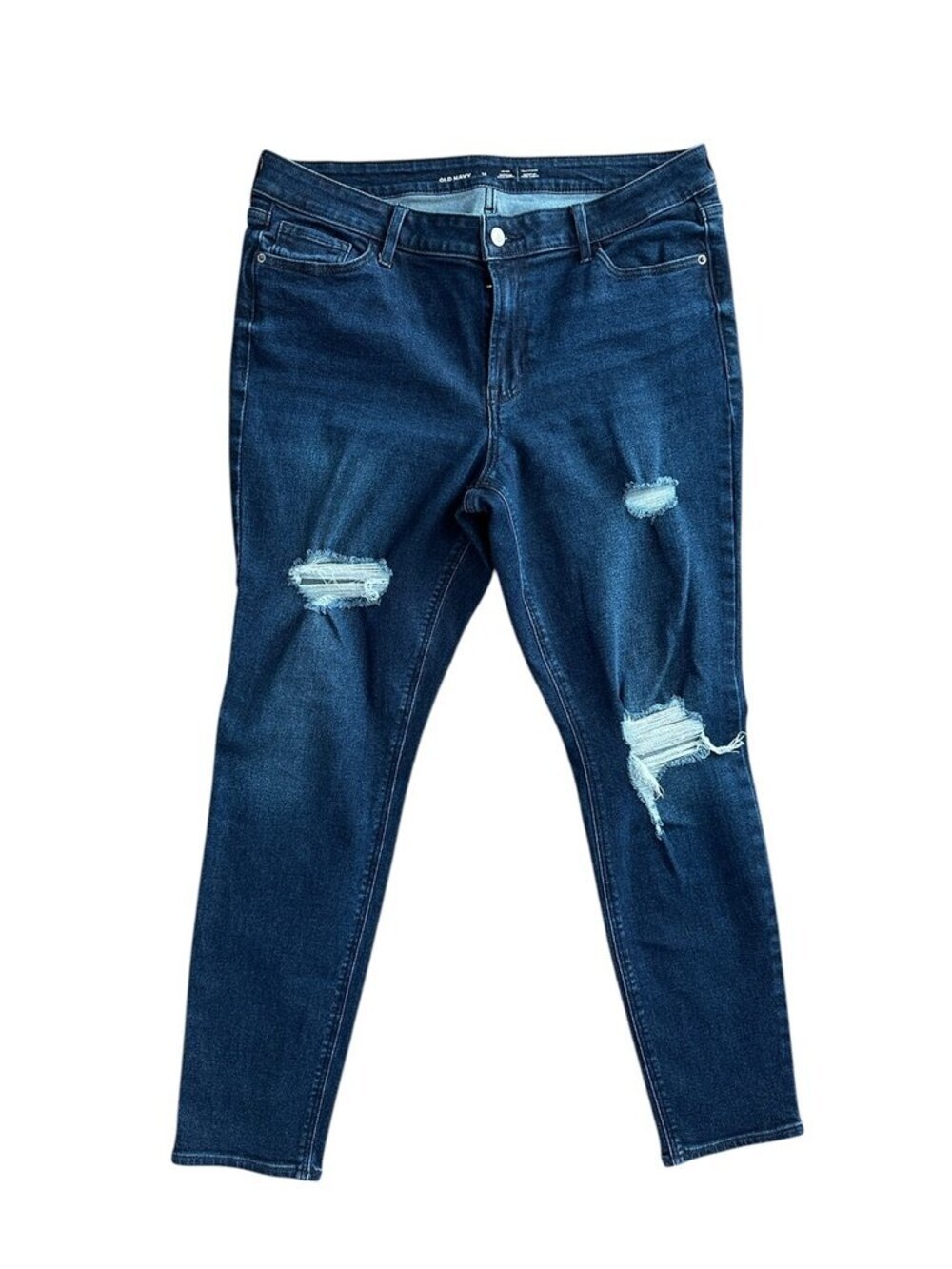 Old Navy Rockstar Super Skinny Jeans Size 14 Mid Rise Stretch Distressed - Picture 2 of 9